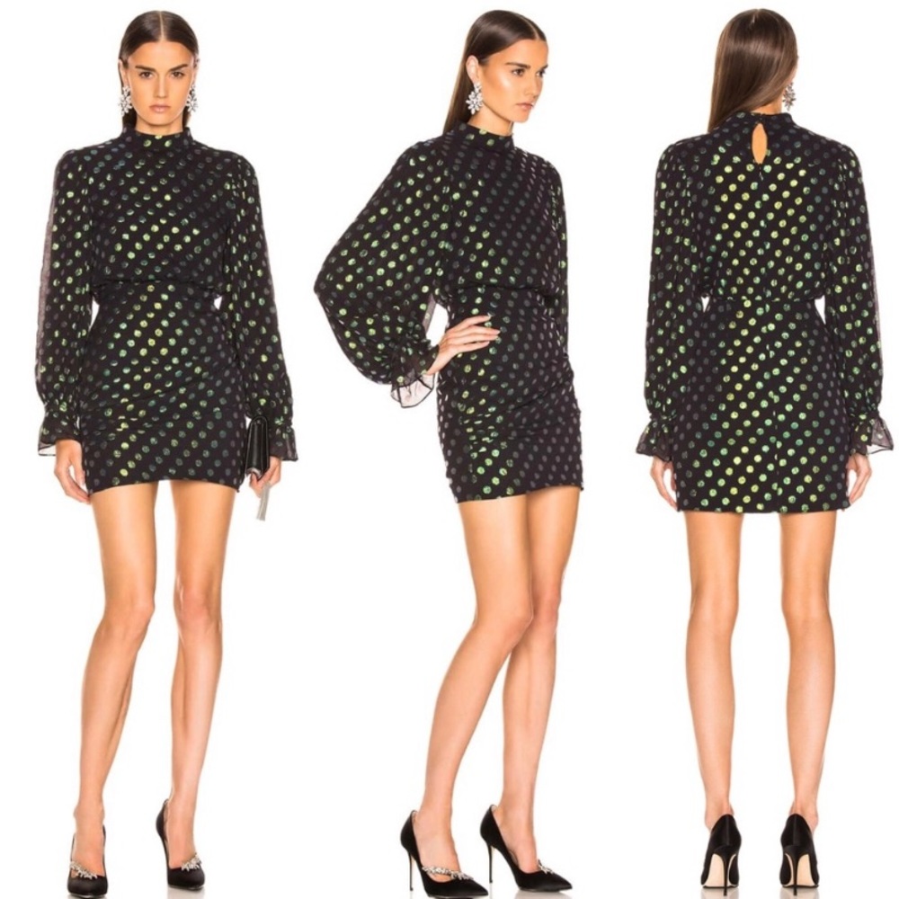 Saloni Rina Iridescent Polka Jacquard Dress